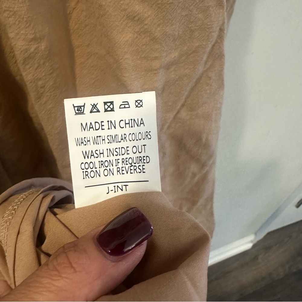 Showpo Beige Button-Down Midi Dress Puff Sleeve Safari Utility Shirt Dress Sz 6 - Picture 11 of 12